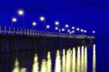 Sea pier at the Baltic Sea shoreline in Gdynia Orlowo, Poland at evening twilight Royalty Free Stock Photo