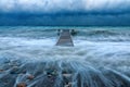 Sea Pier During A Hurricane At Sea