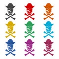 Sea pirate emblem, Pirate icon or logo, color set