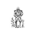 Sea Pirate. One-legged Marine sailor. Portrait of the seaman hook. Engraved hand drawn, vintage sketch for tattoo or