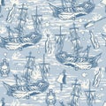 Sea Pirates Monochrome Pattern Seamless