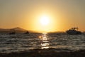 Sea port in Biograd town at sunset