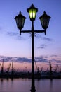 Sea port cranes, sunset, Odessa, Ukraine