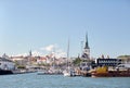 Sea port harbor and old town in tallinn city Royalty Free Stock Photo
