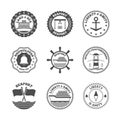 Sea Port Label Set Royalty Free Stock Photo