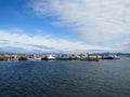 Sea port and piers of the city of Vigo in Spain. Resort Royalty Free Stock Photo