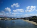 Sea port and piers of the city of Vigo in Spain. Resort Royalty Free Stock Photo