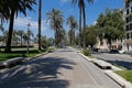 The sea promenade in Palma de Mallorca appears deserted during the COVID-19 outbreak wide view