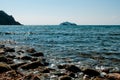 View of Sparviero Island from Punta Ala beach, province of Grosseto, Tuscany