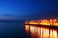 Sea quay at night. Royalty Free Stock Photo