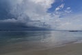 The sea before the rain. Dramatic sky in front of a tropical downpour Royalty Free Stock Photo