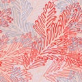 Sea reef seamles pattern with contour of corals.