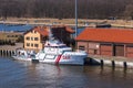 Sea rescue cruiser in a Polish port Royalty Free Stock Photo