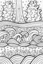 Sea and river waves. Doodle artwork for coloring pages. Vector illustration