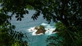 Sea rock view near Erasmus Cove on the Caribean Island of Tobago Royalty Free Stock Photo