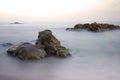 Sea, rocks and green algae