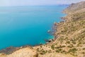 Sea and rocks landscape at Cape Meganom, the east coast of the peninsula of Crimea. Colorful background, travelling concept.