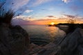 Sea rocks at sunset, west coast of Sithonia, Chalkidiki