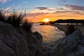 Sea rocks at sunset, west coast of Sithonia, Chalkidiki