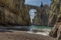 The sea rounds the corner in the Fiordo di Furore on the Amalfi coast, Italy and gently breaks on the shingle beach Royalty Free Stock Photo