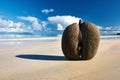 Sea's coconuts (coco de mer) on beach at Seychelles Royalty Free Stock Photo