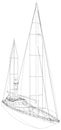 Sea sail yachts Wire-frame on white background. EPS10 format. Vector created of 3d, Wire-frame