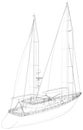 Sea sail yachts Wire-frame on white background. EPS10 format. Vector created of 3d, Wire-frame