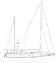 Sea sail yachts Wire-frame on white background. EPS10 format. Vector created of 3d, Wire-frame