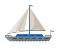 Sea Sailboat Water Transport, Sea or Ocean Transportation Vector Illustration