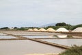 Salt piles near drying ponds Royalty Free Stock Photo