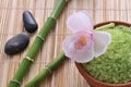 Sea salt bath in wooden bowl Royalty Free Stock Photo