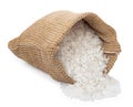 Sea salt in burlap sack Royalty Free Stock Photo