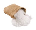 Sea salt coming out of a burlap sack Royalty Free Stock Photo