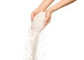 Sea salt crystals in women hand Royalty Free Stock Photo