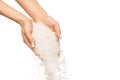 Sea salt crystals in women hand