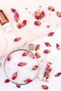 Sea salt, essential oils and other bath cosmetic and Accessories Royalty Free Stock Photo