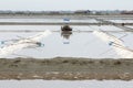 Sea salt evaporation pond in Petchaburi, Thailand. Royalty Free Stock Photo