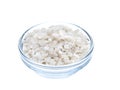 Sea salt in glass bowl top view Royalty Free Stock Photo