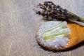 Sea salt and lavender flowers in Spa