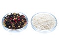 Sea salt and pepper side by side Royalty Free Stock Photo