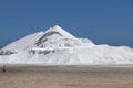 Sea salt piles for harvesting on the island of Bonair