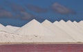 Sea salt piles for harvesting on the island of Bonair Royalty Free Stock Photo