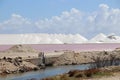 Sea salt piles for harvesting on the island of Bonair Royalty Free Stock Photo