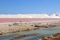 Sea salt piles for harvesting on the island of Bonair Royalty Free Stock Photo