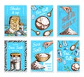 Sea salt posters and banners. Vintage labels. Glass bottles, packaging and and leaves, wooden spoons, powdered powder