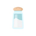 Sea salt powder in transparent glass bottle for comfortable sprinkle vector flat illustration