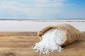 Sea salt in sack Royalty Free Stock Photo