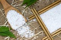 Sea salt in wooden spoon Royalty Free Stock Photo