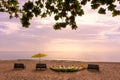 Sea, sand, beach, chair, umbrella and kayak boat