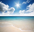 Sea sand sun beach blue sky thailand landscape nature viewpoint Royalty Free Stock Photo